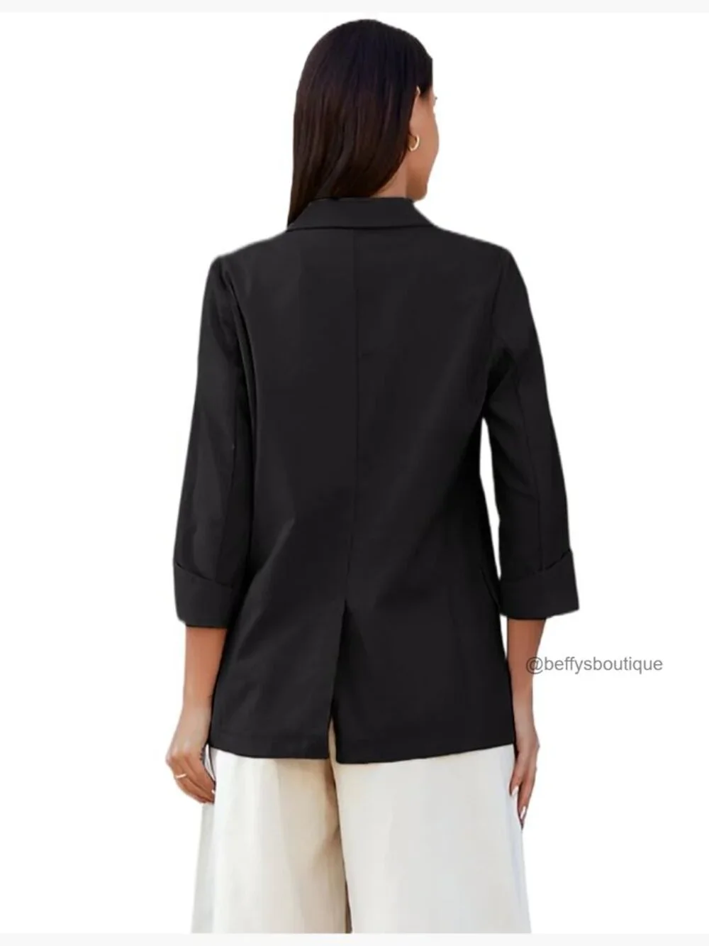 Women's Linen Blazer Notch Lapel One Button Suit Coat Jackets
